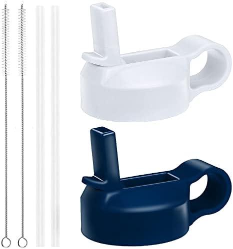 The Mass Wide Mouth Straw Lid Compatibility Most Sports Water Bottle (White & Cobalt)