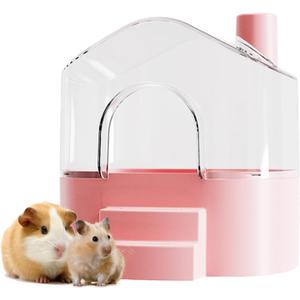 Hamster Sand Bath Container Box Large Space Hamster Bathtub Digging Sand Container for Pygmy Hamsters, Chinchilla, Rats, Mice, Gerbils, Other Small Animal (Pink)