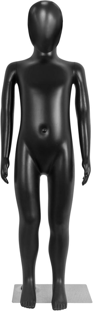Child Mannequin, Kids Mannequins Full Body 43.3 Inches, Black Children Dress Form Mannequins, Realistic Detachable Manikin Body Display with Metal Base