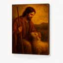 DoawBang Jesus the Good Shepherd Canvas Wall Art – 12x16” Vintage Christian Decor – Rustic Religious Artwork on Stretched Wood Frame – Faith-Based Home or Church Display – No Scripture Verses