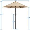 Yaheetech 7.5FT Solar Patio Umbrella-18 LED Lighted Market Table Outdoor Umbrella w/UV Protection Push Button Tilt & Crank Lift System for Garden/Lawn/Deck/Backyard/Pool,Tan