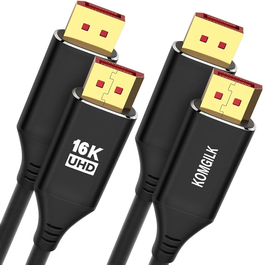 16K 8K Displayport Cable 10FT 2Pack, High-Speed DP Cord CL3, 8K@60Hz, 4K@144Hz, Support 40Gbps, High Refresh Rate for Gaming Monitor, Laptop, HBR3, HDR, Graphics Card 4090,7900, PC (10Feet)
