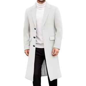 COOFANDY Men's Trench Coat Long Casual Single Brested Overcoat Winter Notched Collar Wool Blend Pea coat With Pockets Size L