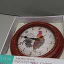 La Crosse 404-3630 12-inch Round Distressed Red Rooster Analog Wall Clock