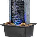 Tabletop Fountain Indoor Waterfall Rock Fountain LED-Lights Water Feature Waterfall for Modern Home and Office Indoor Decoration