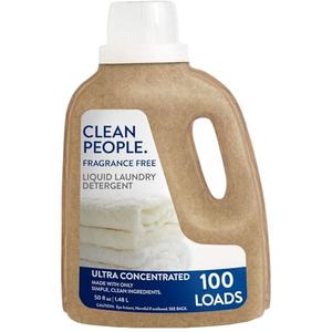 The Clean People Liquid Laundry Detergent - Recyclable Packaging, Stain Fighting - Ultra Concentrated, Laundry Soap - Fragrance Free, 50 fl oz 2 Pack