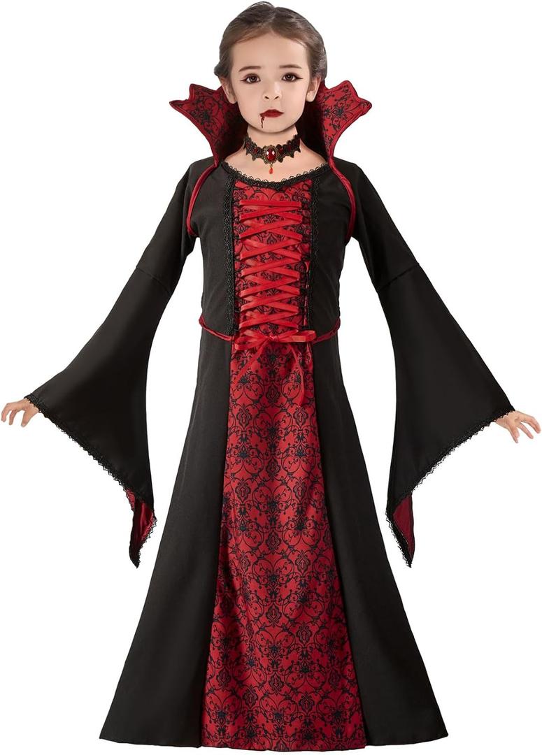 Halloween Royal Vampire Costume Girls for Halloween Dress Up Party (Large)