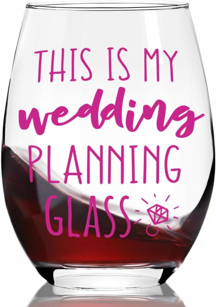 This is My Wedding Planning Glass,Bride to Be Gift Stemless Wine Glass for Women,Bridal Shower Game Winner Gifts,Engagement Party Decorations,Wedding Planner for Bride,Newly Engaged Gifts for her-44