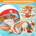 Mambobaby Baby Pool Float with Canopy, Non-Inflatable Infant Swim Float with Safe Seat and Tail Support for 24 Months, UPF 50+ Sun Protection