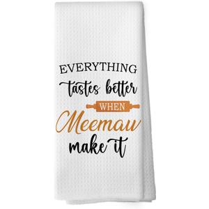 2 x Meemaw Gifts Kitchen Towels - Grandmother Mom Dish Towels, Grandma Birthday Gifts from Grandkids Decorative Absorbent Dishcloths Hand Towel for Kitchen Decor 16x24 Inches