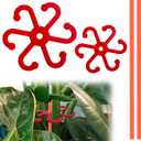 2 x 2pcs Plant Stem Support, Plant Climbing Stem Holders Reusable Houseplant Growth Accessories Plastic Plant Stem Hook Stakes for Growing Plants Outdoor & Indoor for Monstera Vertical Growth (Red)