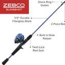 Zebco Slingshot Spincast Reel and Fishing Rod Combo, 2-Piece Fishing Pole, Right-Hand Retrieve, Pre-Spooled with 10-Pound Zebco Line