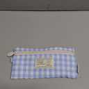 Monolike Unmatched Friends Fabric Check Pencil Case, Blue - Pencil Pouch, Portable Pencil Bag, Pencil Case, Office Pouch case, Fabric, Cushion, Soft, Pastel