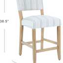 HomePop Upholstered Counter Stool, 24-Inch, Blue & White Stripe, 1pc