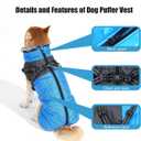 Dog's Winter Jacket Harness Integrated Dog Coat for Winter, Snowproof and Waterproof, Fleece-Lined Turtleneck, Reflective Dot Design Blue, Large