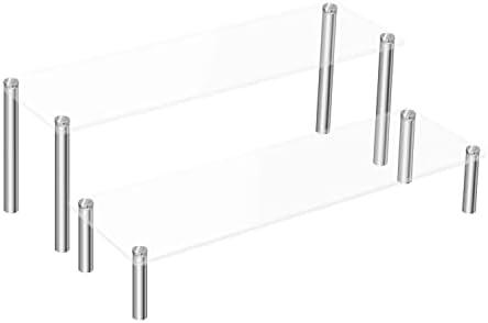 LoengMax 2Pcs Acrylic Riser, Display Stand Clear Shelf for Cupcake Food Desserts Holder Cosmetic Products Tabletop Use and More (Medium)