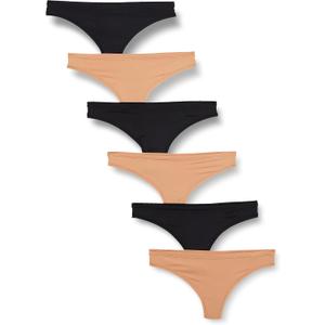 Amazon Essentials Women's Microfiber Underwear (Hipster & Thong), Pack of 6 (Medium, Black/Washed Bronze)