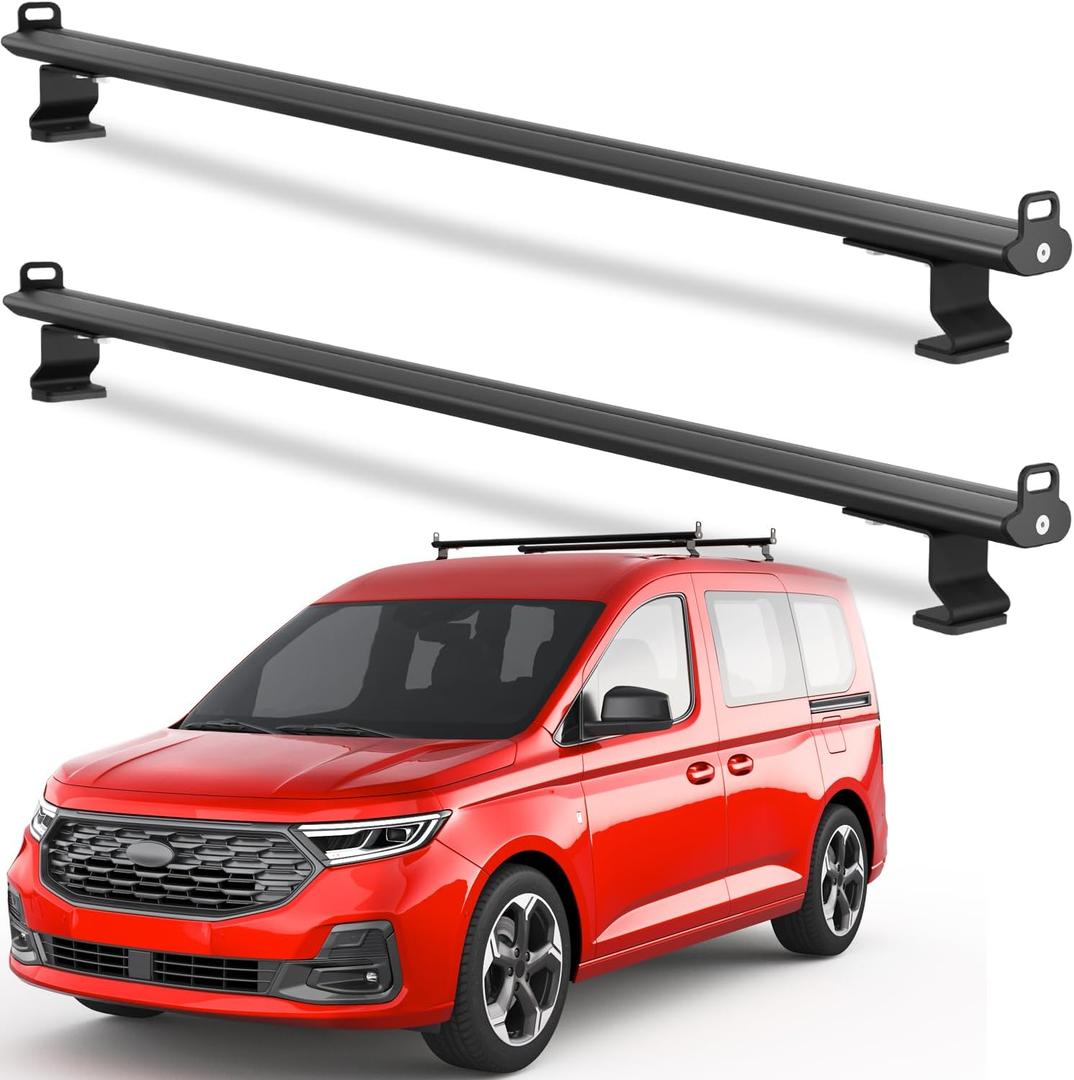 FengYu Van Ladder Roof Rack Compatible with Ford Transit Connect 2014-2025(Not for Transit), Steel Ladder Rack for Cargo Van, 2 Crossbars 47'', Ladder Rack Luggage Cargo Rack Crossbars Accessories