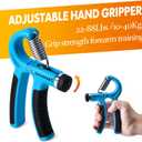 Grip Strength Trainer 7 Pack Adjustable, Finger Stretcher Resistance Extensor Bands, Finger Exerciser, Hand Gripper Strength Ring & Stress Ball (Blue)