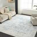 Washable Area Rug for Living Room - Stain Resistant Urtla Thin Rugs with Non Slip Rubber Backing - Indoor Floor Carpet for Dining Room Home Office Dorm (Blue/White, 3x5 Feet)