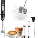 SOUTHMAN Milk Frother Foamer with Stainless Steel Stand, Rechargeable Electric Milk Frother Handheld Whisk, Drink Mixer for Latte, Cappuccino