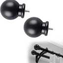 Modern Set of 2 Round Curtain Rod Finials, 35mm/1.4in Ball End Caps for 5/8 Inch Drapery Rods, Black Plastic Finials with M5 Screws, Fits Bedroom/Living Room Curtain Rods, Home Decor Upgrade