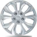 14 Inch Gloss Silver Universal Wheel Covers Hubcaps for Steel Wheels, Set of 4, Adjustable Snap-On Design for Most Sedans, SUVs, Trucks & Vans, Tool-Free Install