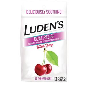 Luden's Dual Relief Cough Drops, Wild Cherry, Deliciously Soothing Lozenges with Menthol for Minor Everyday Throat Irritation, 25 Count