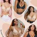 Front Closure Bras for Women Magnetic Deep V Bra Racerback Wireless Seamless Bralettes Comfy No Underwire Jelly Bra (Beige, S)
