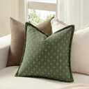 MIULEE Decorative Burlap Linen Throw Pillows Covers 18x18 Inch Olive Green Spring Vintage Couch Pillow Covers Modern Farmhouse Pillowcase Woven Textured Cushion Cases for Sofa Bed Livingroom