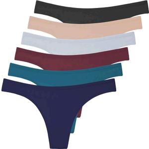 ANZERMIX Women's Breathable Cotton Thong Panties Pack of 6, XL ANZERMIX Women's Breathable Cotton Thong Panties Pack of 6, XL