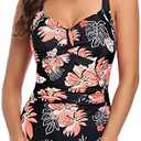 Tempt Me Women Ruched Slimming One Piece Swimsuits Tummy Control Vintage Bathing SuitsXL
