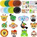 Funnymoom 24 Pcs Jungle Animals Plate Craft Kits Wild Animal Arts Crafts Gift Tiger Lion Diy Craft For Boys Girls Preschool Party Classroom DIY Project Supplies Decorations (Cute)