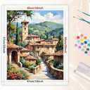Italian Village Paint by Numbers Kit for Adults - DIY Scenic Village with Tower Painting on Rolled Canvas 16x20 Inches, Acrylic Paint Set for Beginners, Art for Home or Italian-Inspired Gifts