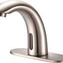 Touchless Bathroom Sink Faucet - Automatic Motion Sensor Restroom Toilet Faucet - Battery Operated for Commercial Lavatory, Brushed Nickel