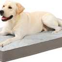 KSIIA Orthopedic Dog Bed, Waterproof, 41 x 27 Inch, Gray, Deluxe Plush, Removable Cover, Durable Zipper, Orthopedic Foam, 3-Inch Thick, For Dogs Up to 80lbs