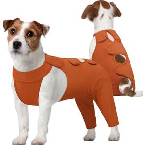 Kuoser Recovery Suit for Rear Legs, Thigh Wound Protective Sleeve, Recovery Sleeve for Female Male Dogs, Onesie After Surgery, Pet Surgical Suit for Spay Neuter, Brown M (M (Prioritize CHEST GIRTH:20.1-23.6''))