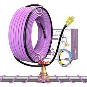 Heat Tape for Water Pipes Self-Regulating Heating Cable 5FT | Automatically adjusts heat output to help prevent frozen metal and plastic pipes while reducing energy use.