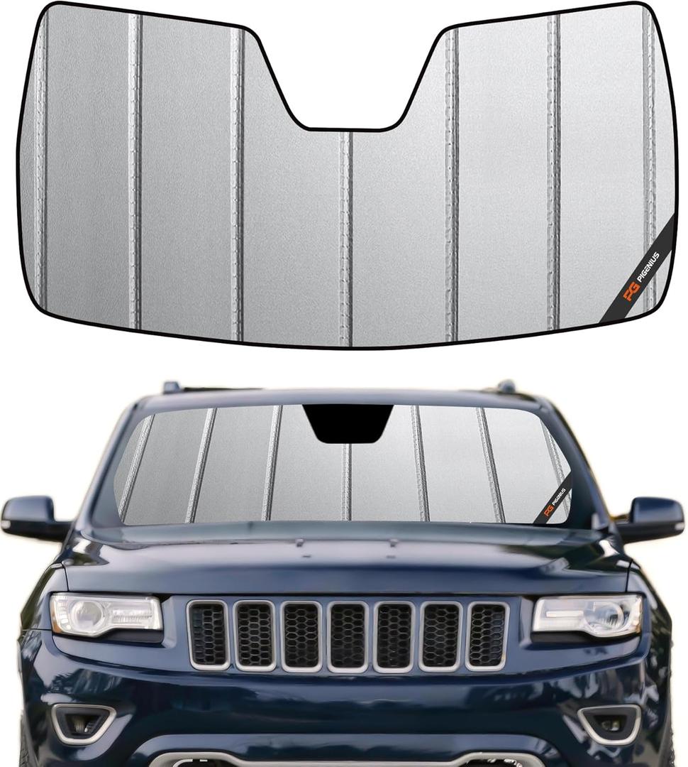 Pigenius Windshield Sunshade for Jeep Grand Cherokee 2014-2021, Grand Cherokee WK 2022 Front Window Shade - Safeguard