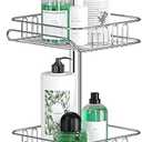 SEIRIONE Rustproof Shower Caddy Corner and Shower Organizer Corner for Bathroom,Corner Shower Caddy Tension Pole with 4 Adjustable Baskets for Shower Accessories, 61.3 to 113 Inch Height, Stainless