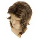 Mens Long Wavy Brown Wig Natural Layered Synthetic Halloween Cosplay Hair Wig