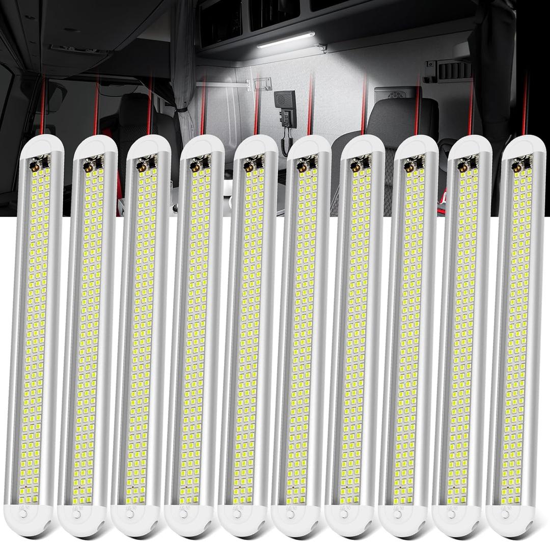 12v LED Interior Light BarCT CAPETRONIX 120LEDs 1500LM 8W DC 12 Volt led Strip Lights with ON/Off Switchfor Enclosed Cargo Trailer, Car RV Van Truck Lorry Camper Boat Caravan Motorhome (10Pack)