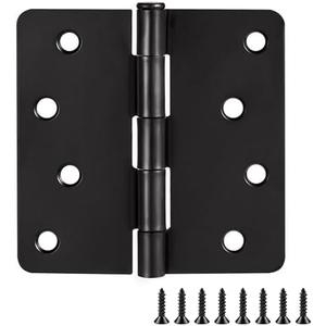 Design House Interior Door Hinges, 4.0 in. x 4.0 in., Rounded, 1/4-in. Radius, Steel, Pre-Lubricated, Door Hardware, Matte Black, 10-Pack, 188953