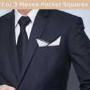 3 x LJBFNN White Pocket Squares for Men 9" Linen Pocket Square with Holder, Cotton Suit Handkerchiefs for Wedding Business (White)