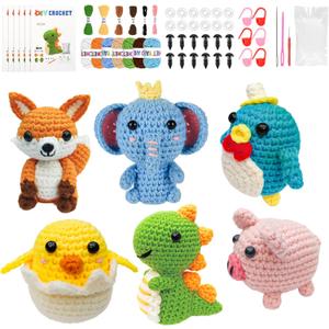 Mobelixy 6PCS Crochet Kit for Beginners, 2026 Christmas Knitting Kit with Step-by-Step Video Tutorials, Beginner Crochet Kit for Adults (Green)