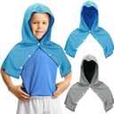 Peryiter 2 Pack Mini Kids Cooling Hoodie Towels for Neck and Face Cooling Towels UPF 50 Sun Protection Lightweight Soft Breathable Neck Head Wraps Cold for Kids Exercise Activities Sport Workout
