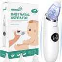 GROWNSY Nasal Aspirator for Baby | Baby Nose Sucker | Electric Nose Suction for Toddler, Ergonomic Booger Sucker with 3 Silicone Tips, Music & Light Soothing Function (White)