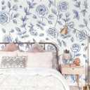 3 x Timeet 17.7In 78.7In Peel and Stick Wallpaper, Blue and White Floral Peel and Stick Wallpaper Boho Contact Paper Removable Self Adhesive Bedroom Cabinet Mural Wall Decor Vinyl Roll