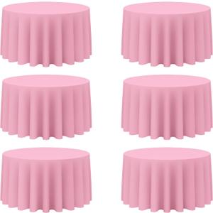 BRILLMAX 6 Pack Pink Round Tablecloths 120 Inch - Circle Bulk Linen Polyester Fabric Washable Table Cloth Cover for Wedding Reception Banquet Birthday Party Buffet Restaurant