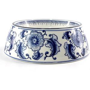 Blue and White Porcelaine Dog Bowls Ceramic Dog Cat Food and Water Bowls (5.8x7.2x2.4inch)